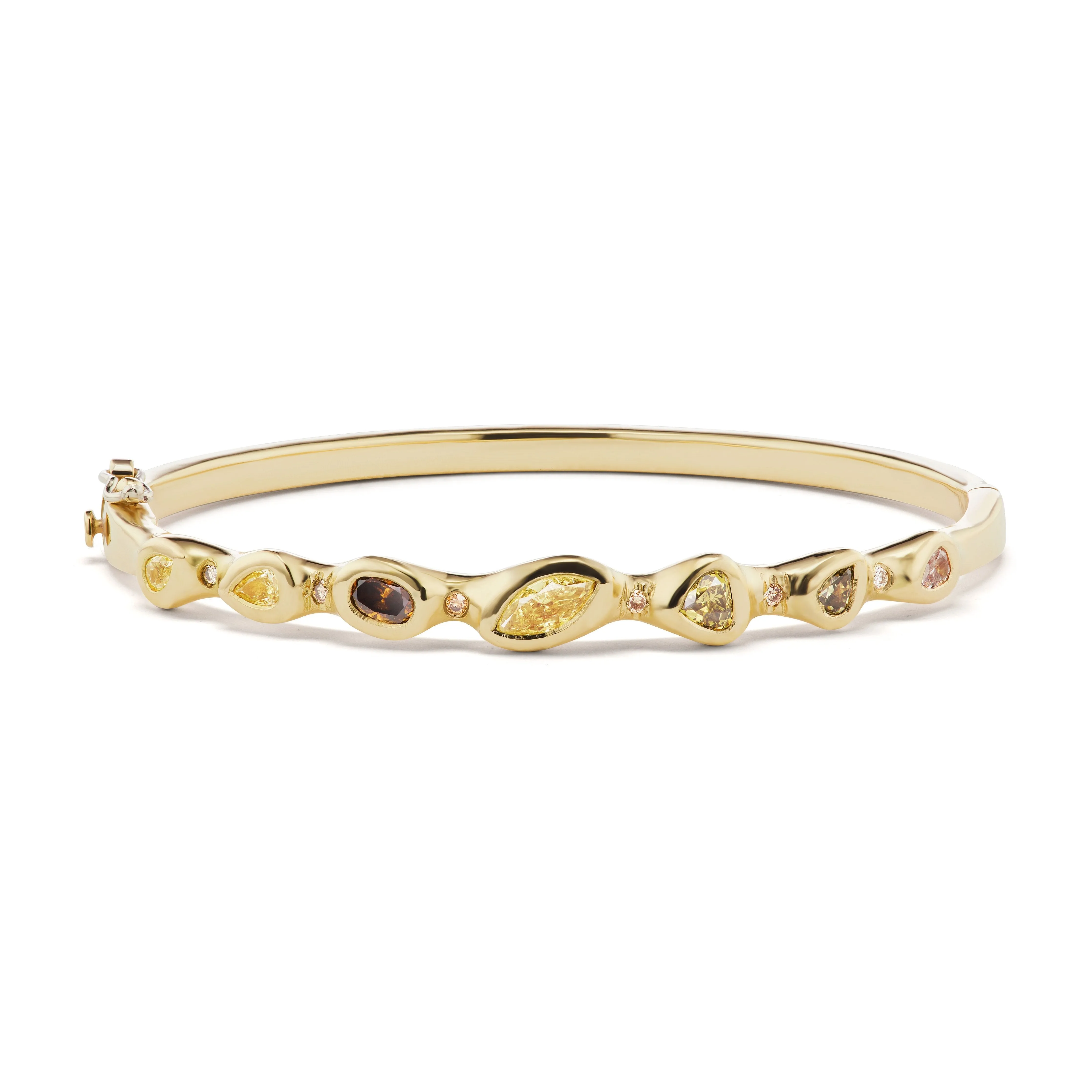 Stepping Stone Hinged Bangle Bracelet