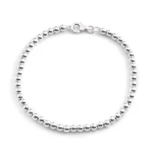 Sterling Silver 4mm Ball Bead Bracelet - Stackable Design