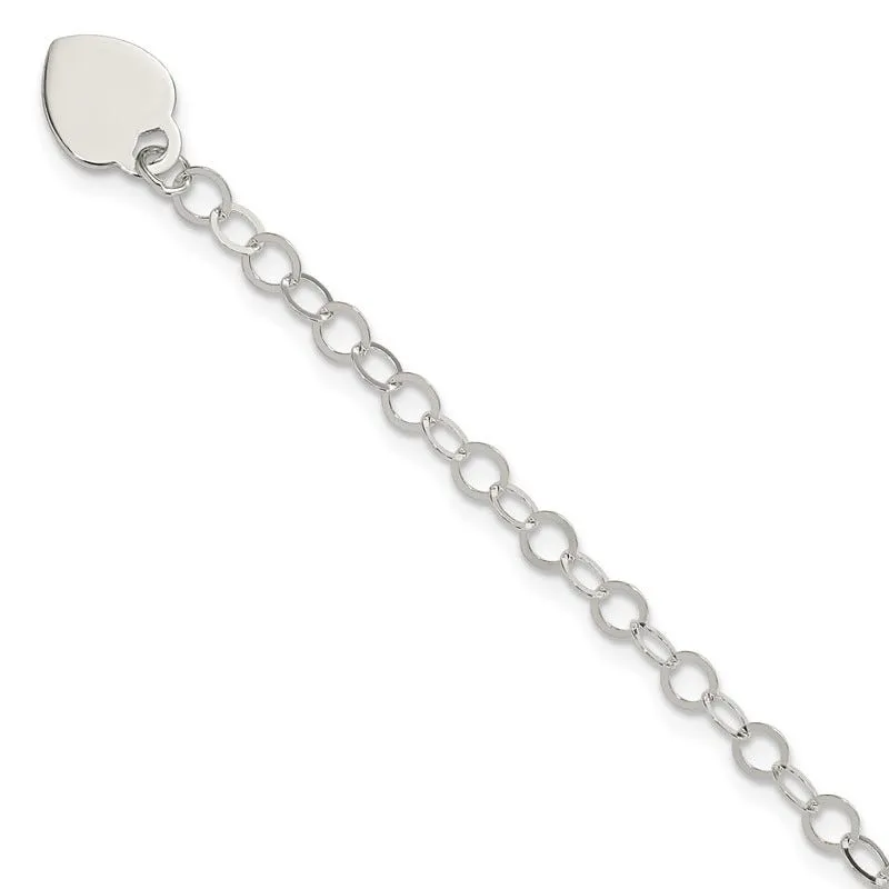 Sterling Silver Engraveable Heart Charm Bracelet