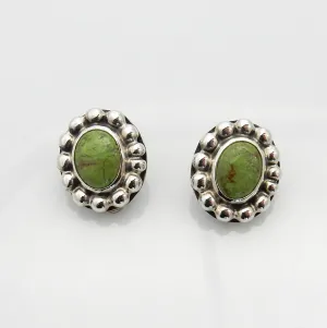 Sterling Silver Gaspeite Southwestern Clip Earrings