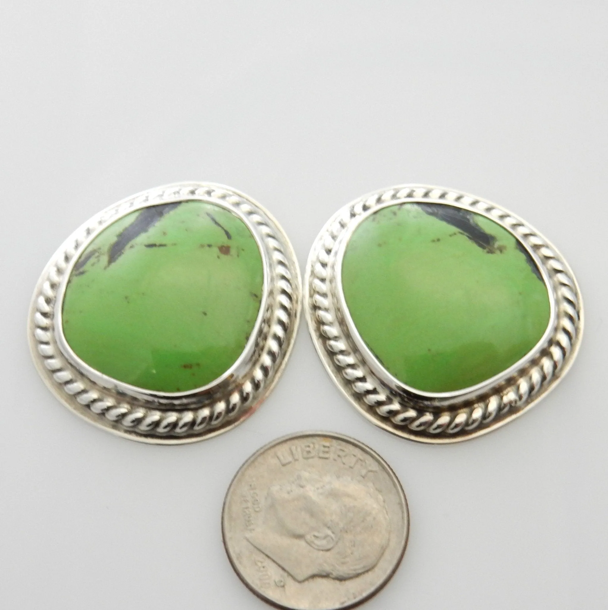 Sterling Silver Green Gaspeite Post Earrings