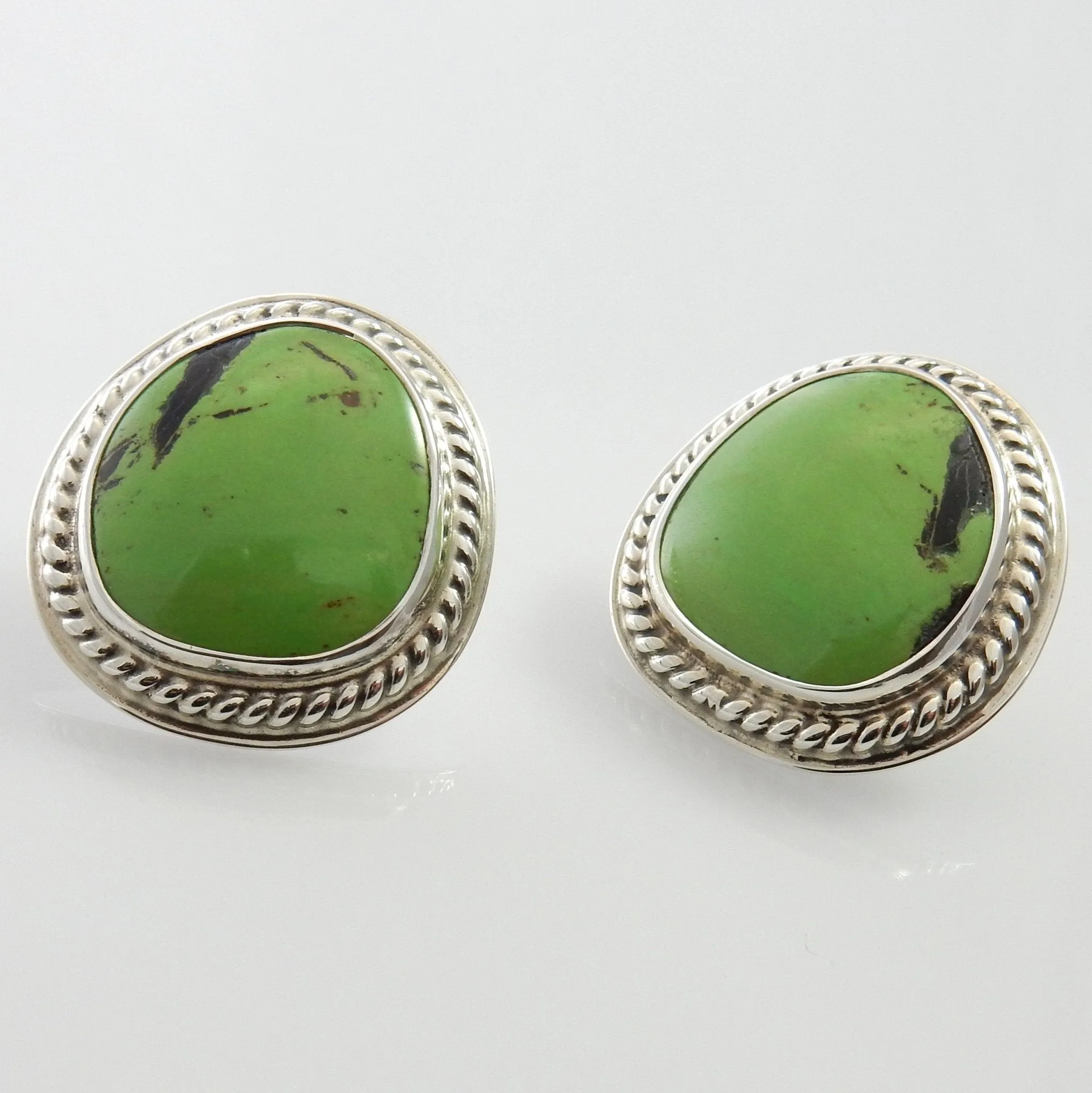 Sterling Silver Green Gaspeite Post Earrings