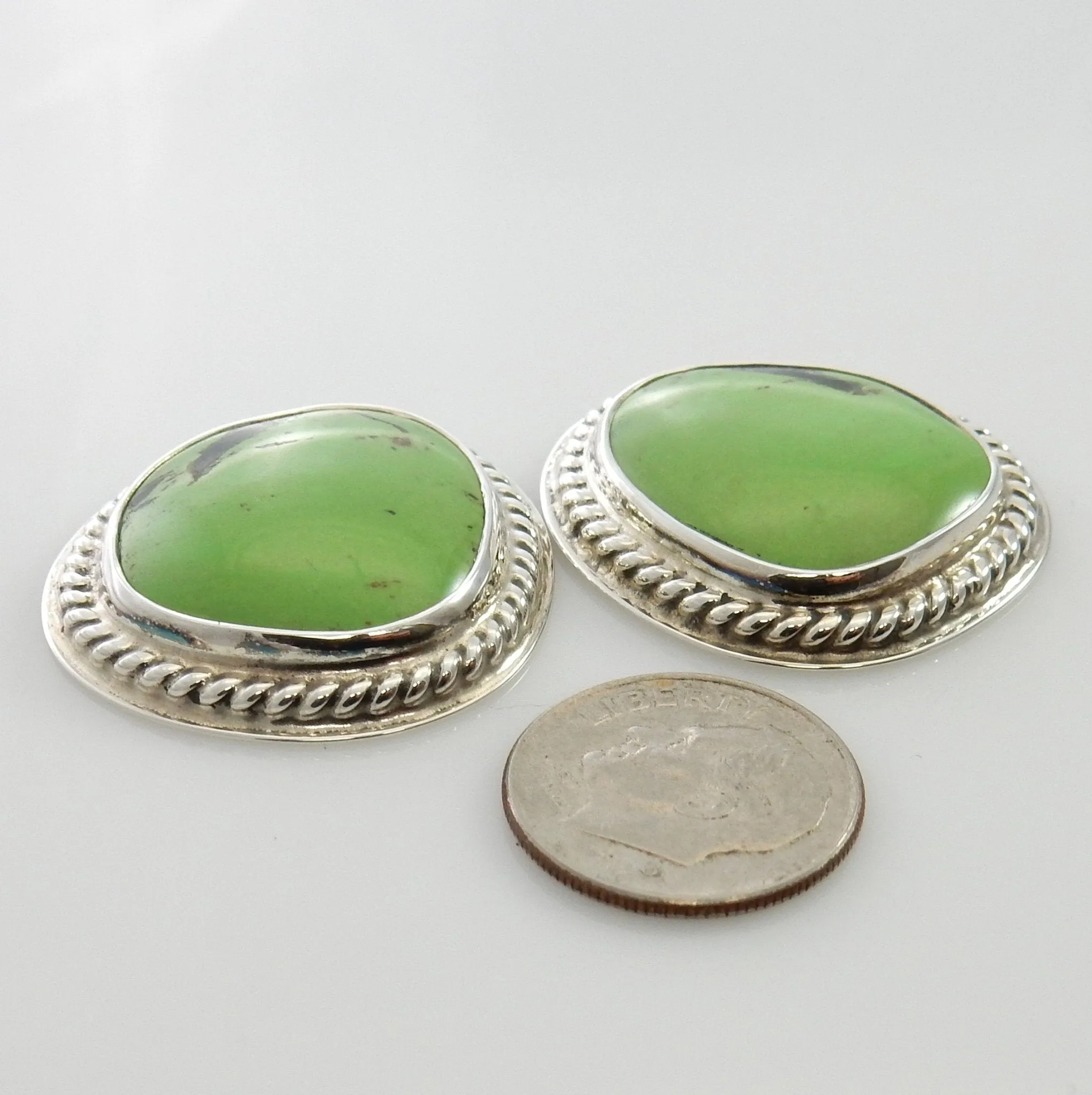 Sterling Silver Green Gaspeite Post Earrings