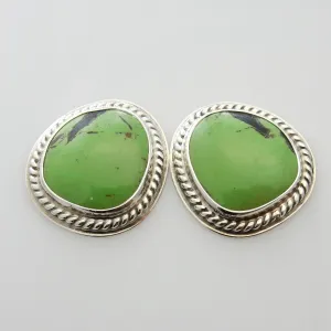 Sterling Silver Green Gaspeite Post Earrings