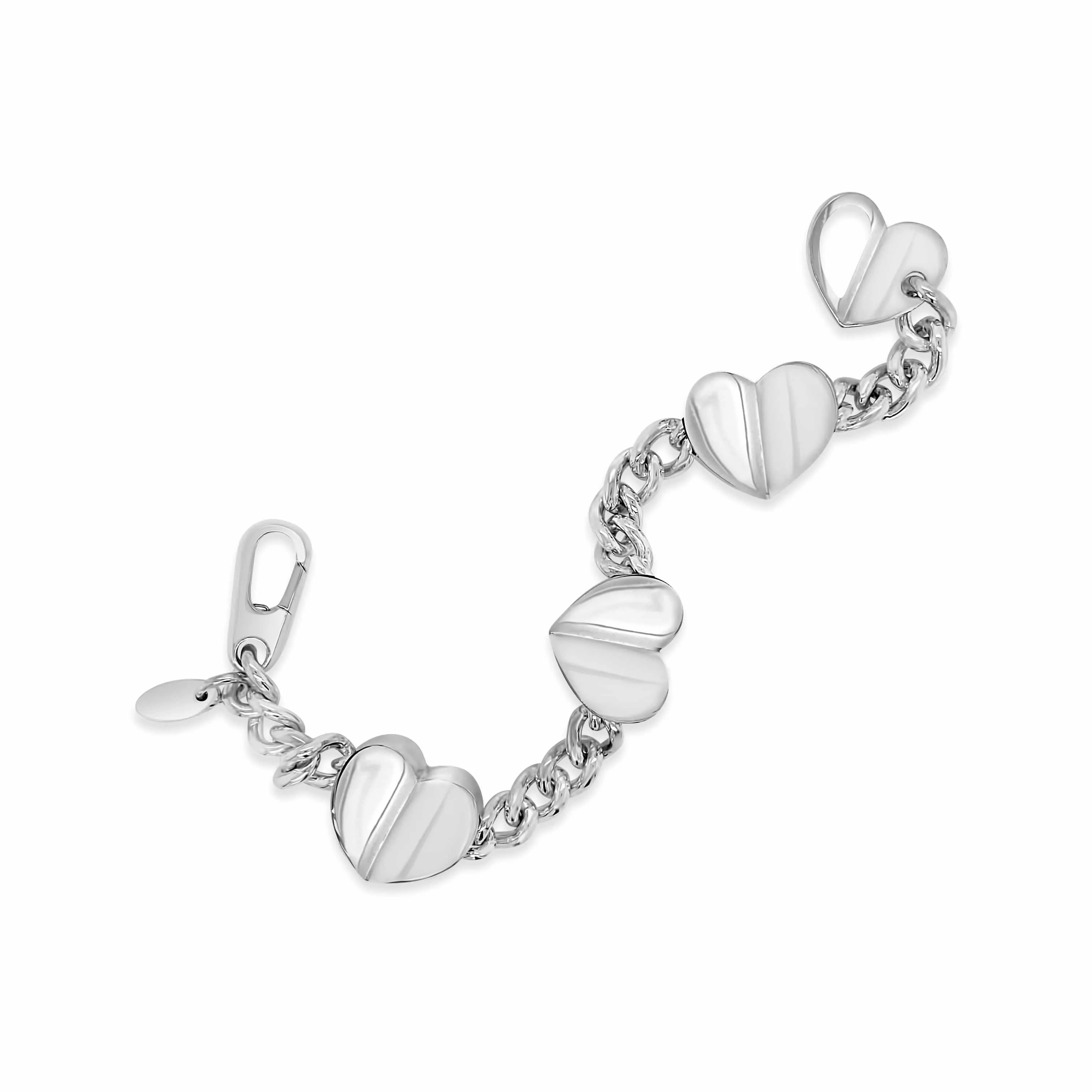 Sterling Silver Hearts Bracelet | Sanguine Three Hearts Rock And Roll Bracelet