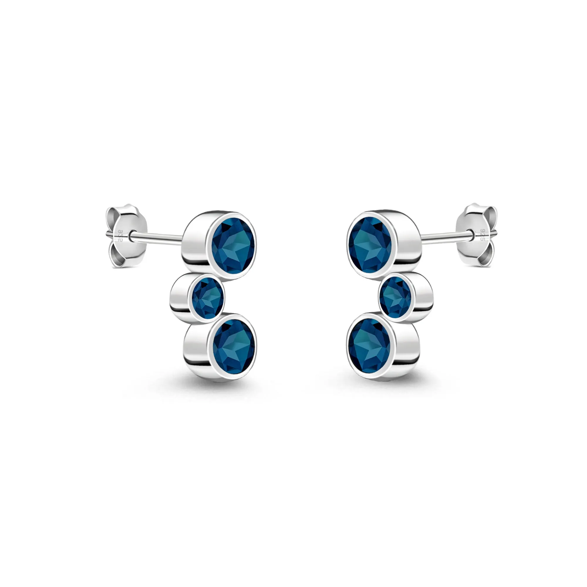 Sterling Silver London Blue Topaz Bubble Stud Earrings