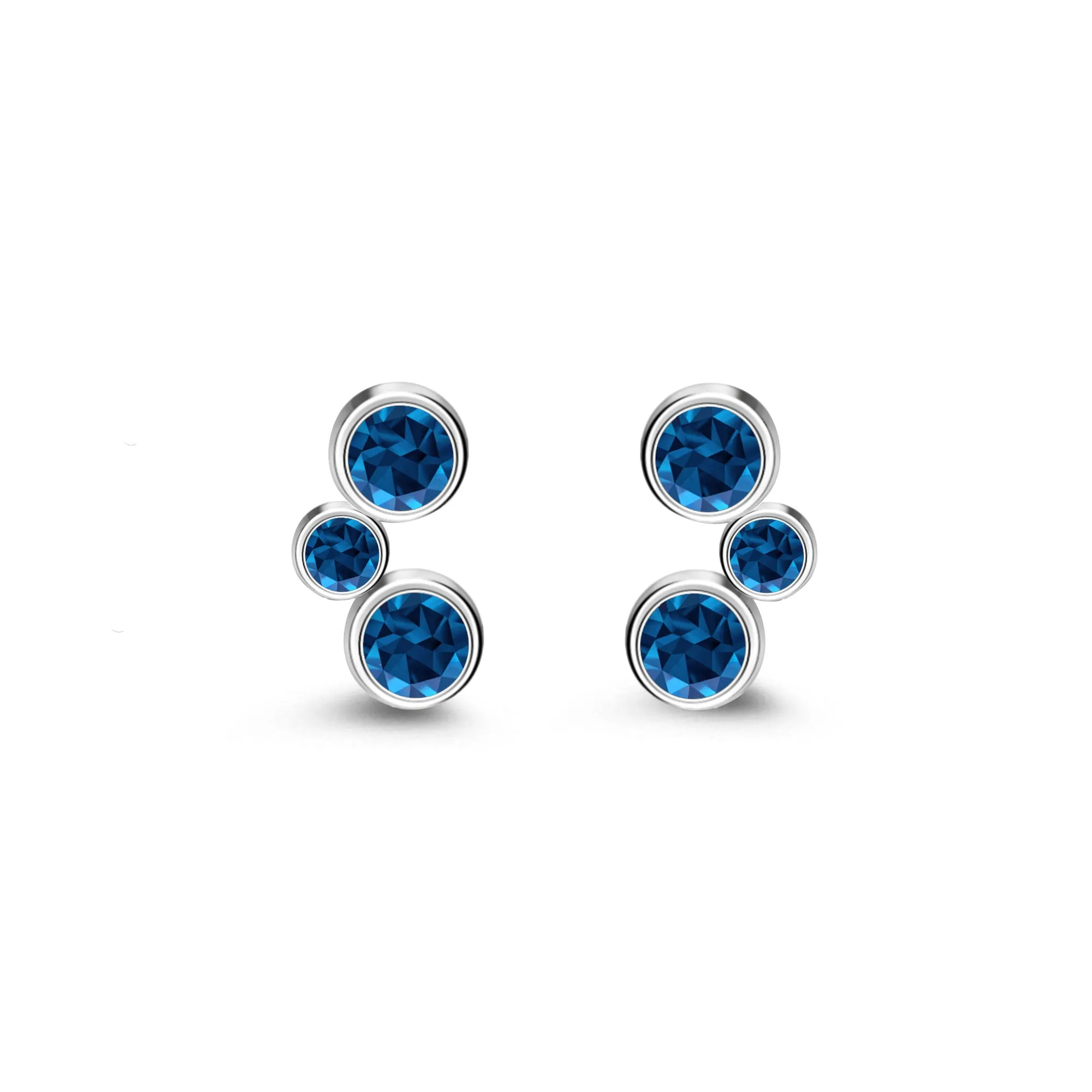 Sterling Silver London Blue Topaz Bubble Stud Earrings