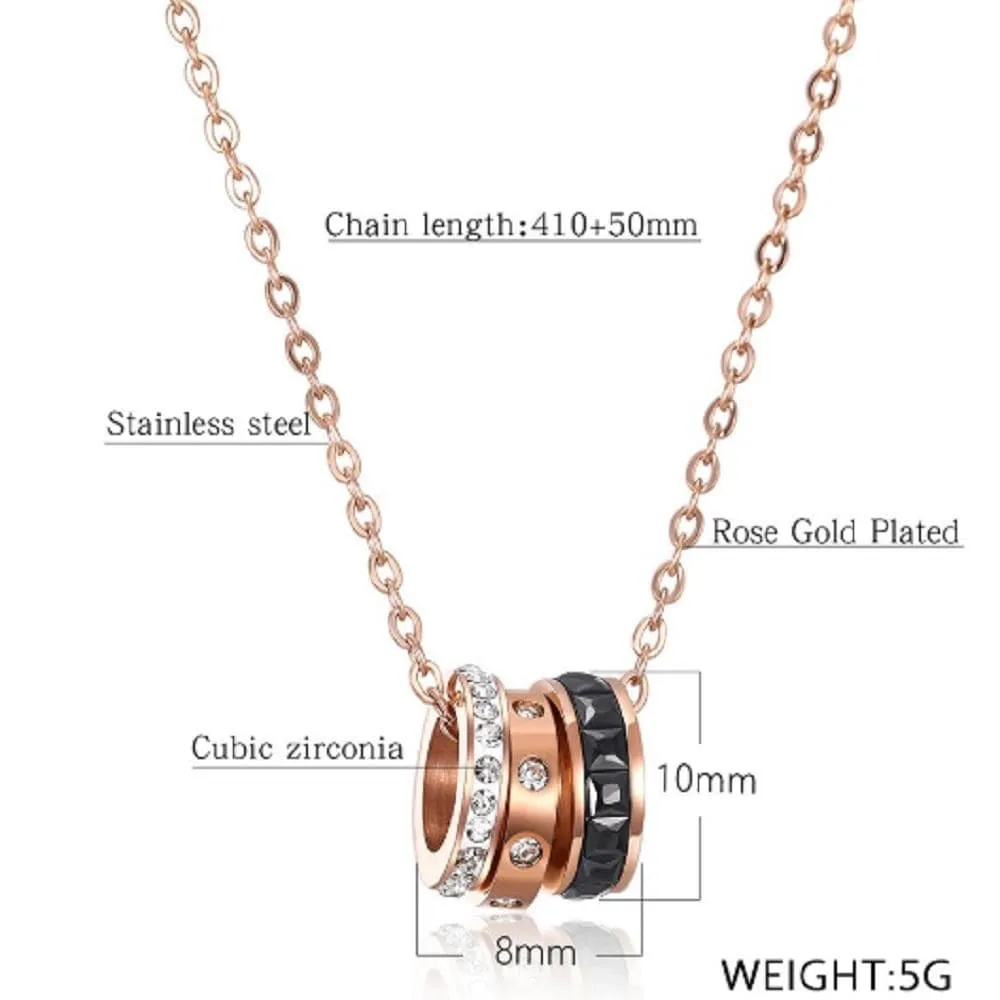 Stylish Triple Roda with Diamonelle Women Rose Gold Layered Necklace