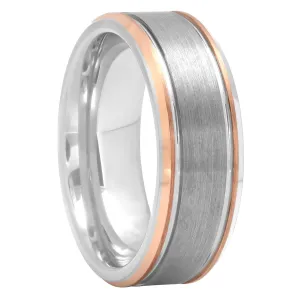 Tantalum Rose Ip Beveled Edge Band, 8mm