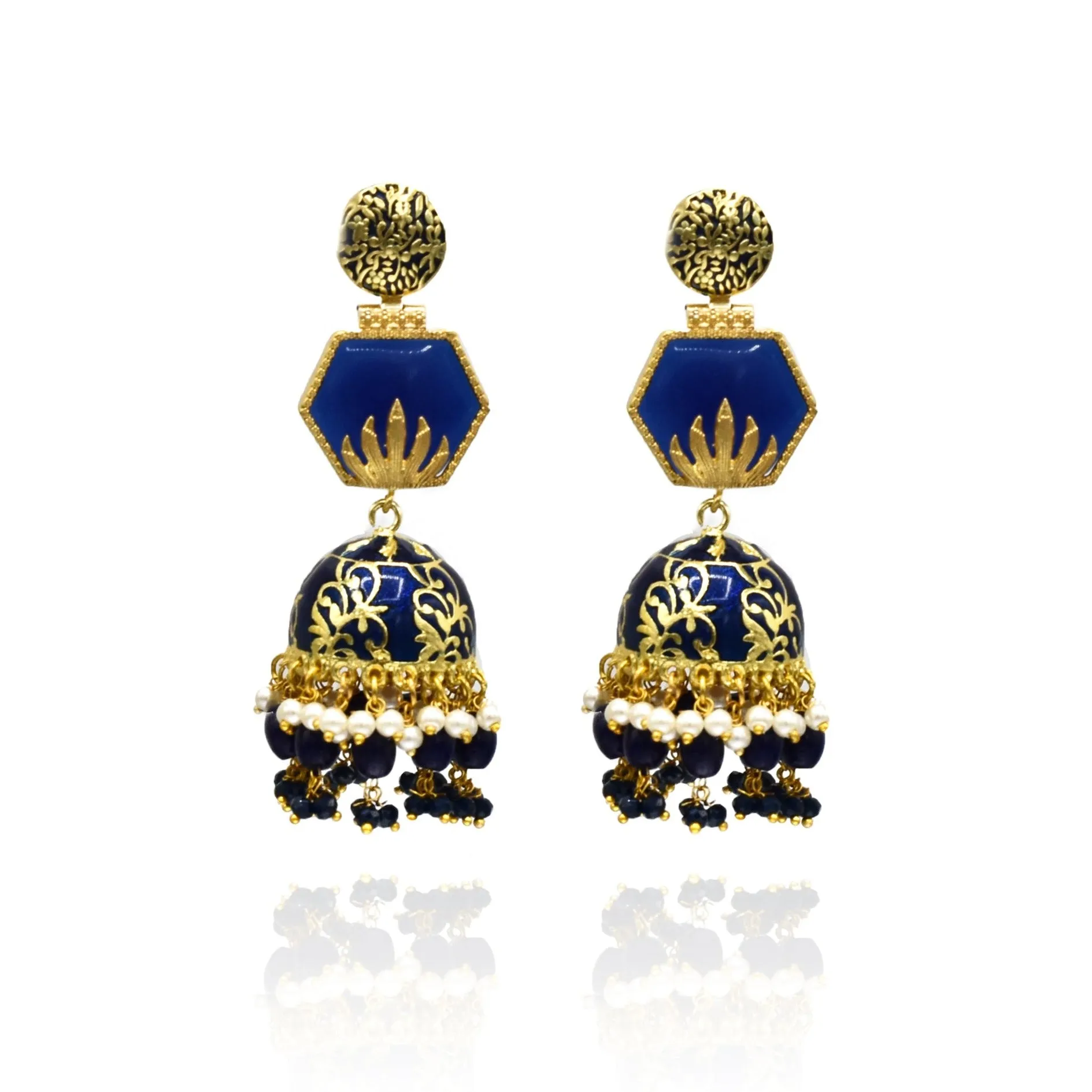 Taran Meenakari Stone Earrings