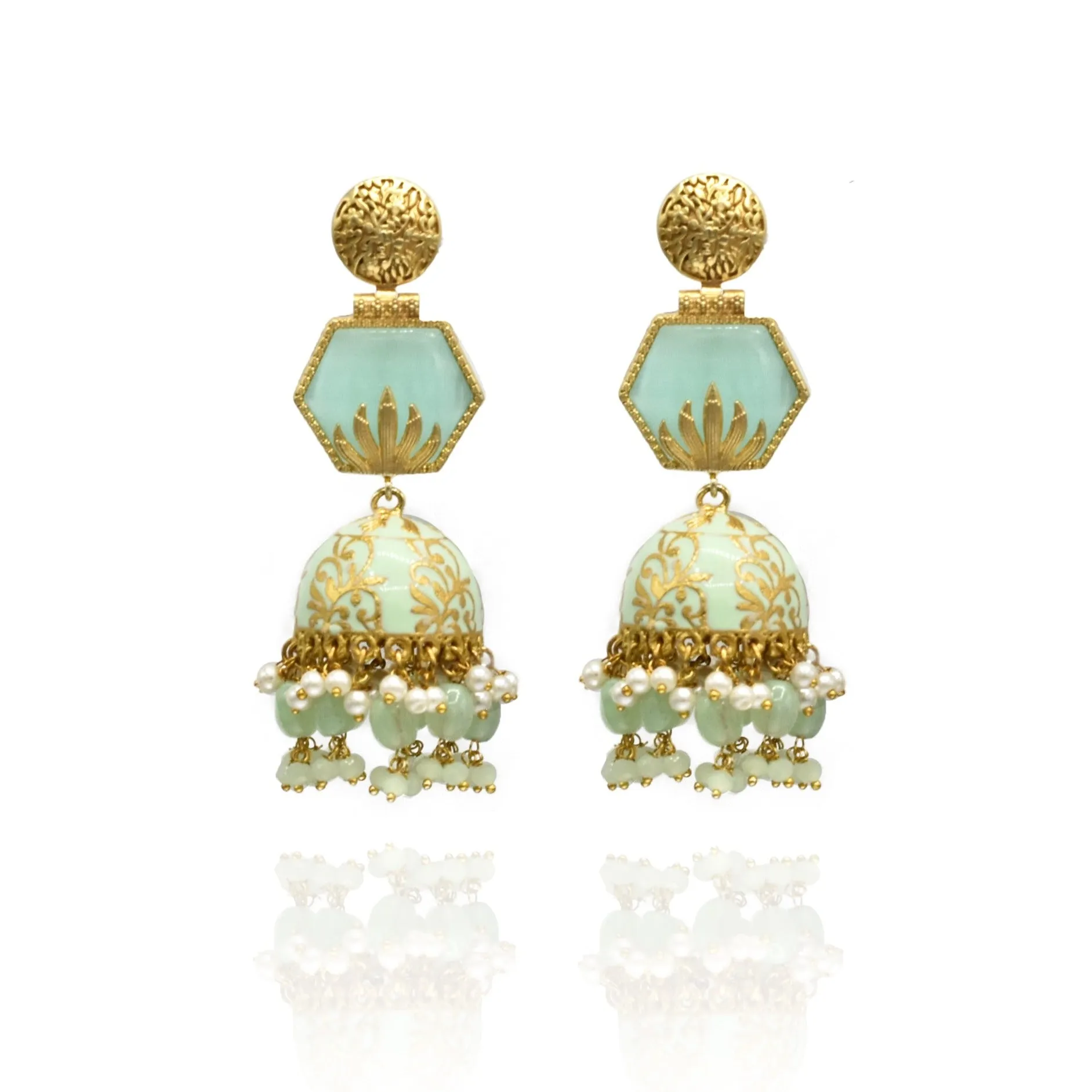Taran Meenakari Stone Earrings