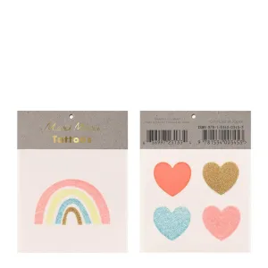 Temporary Tattoo - Rainbow & Hearts