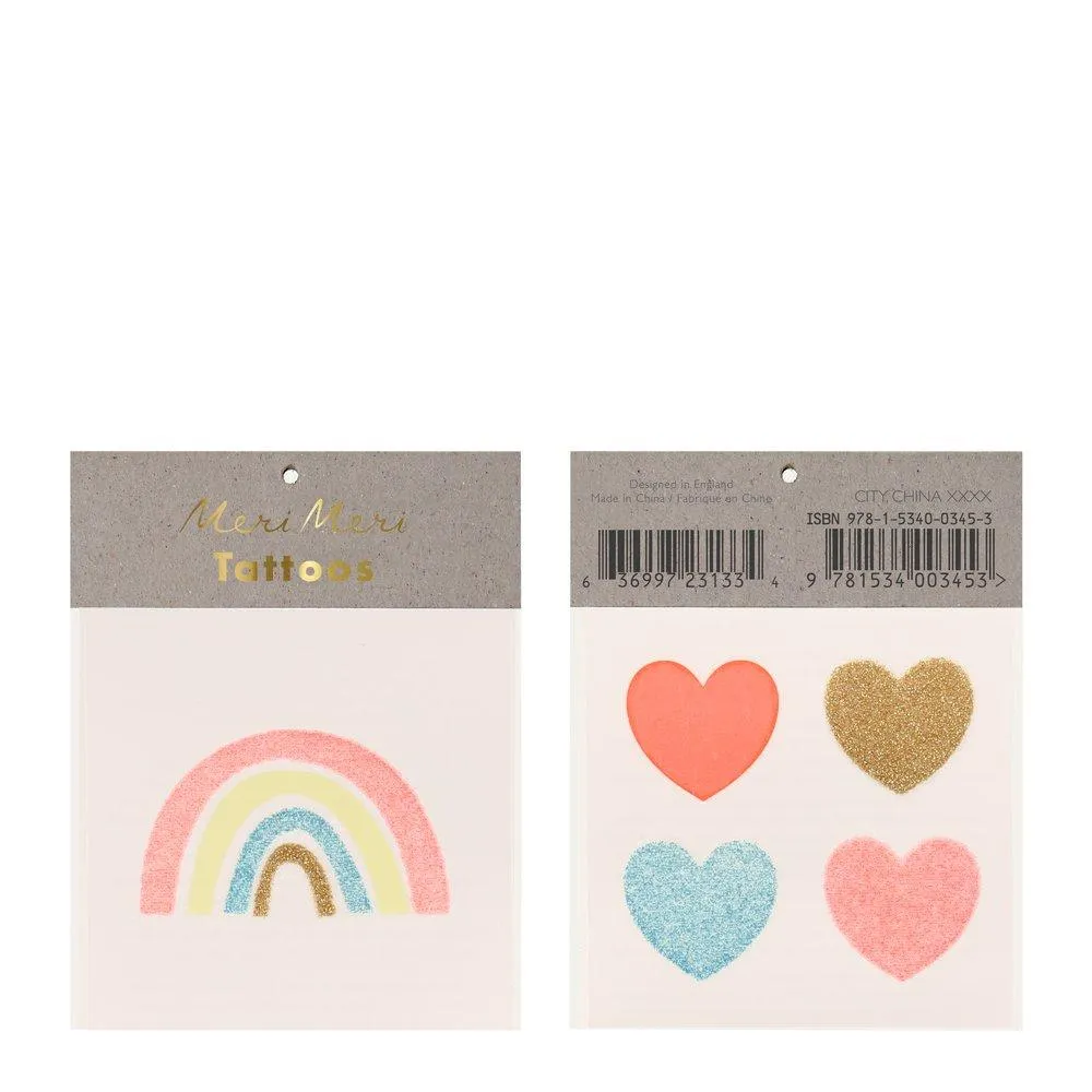 Temporary Tattoo - Rainbow & Hearts