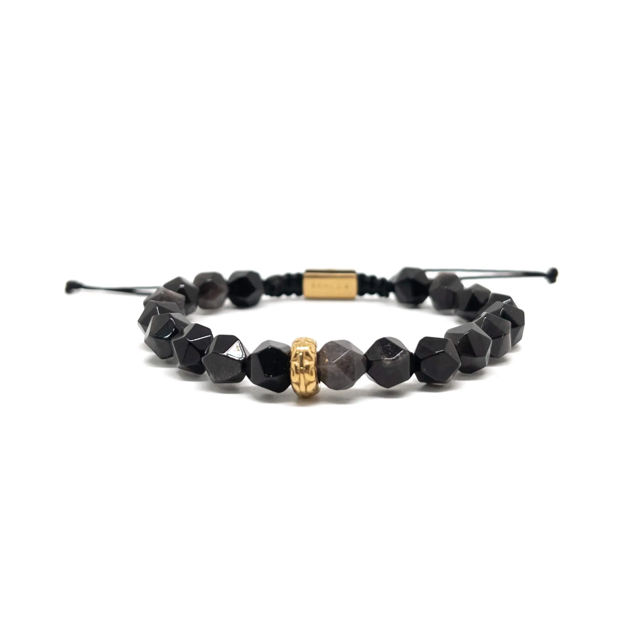 The Black agate and Silver Obsidian Bracelet