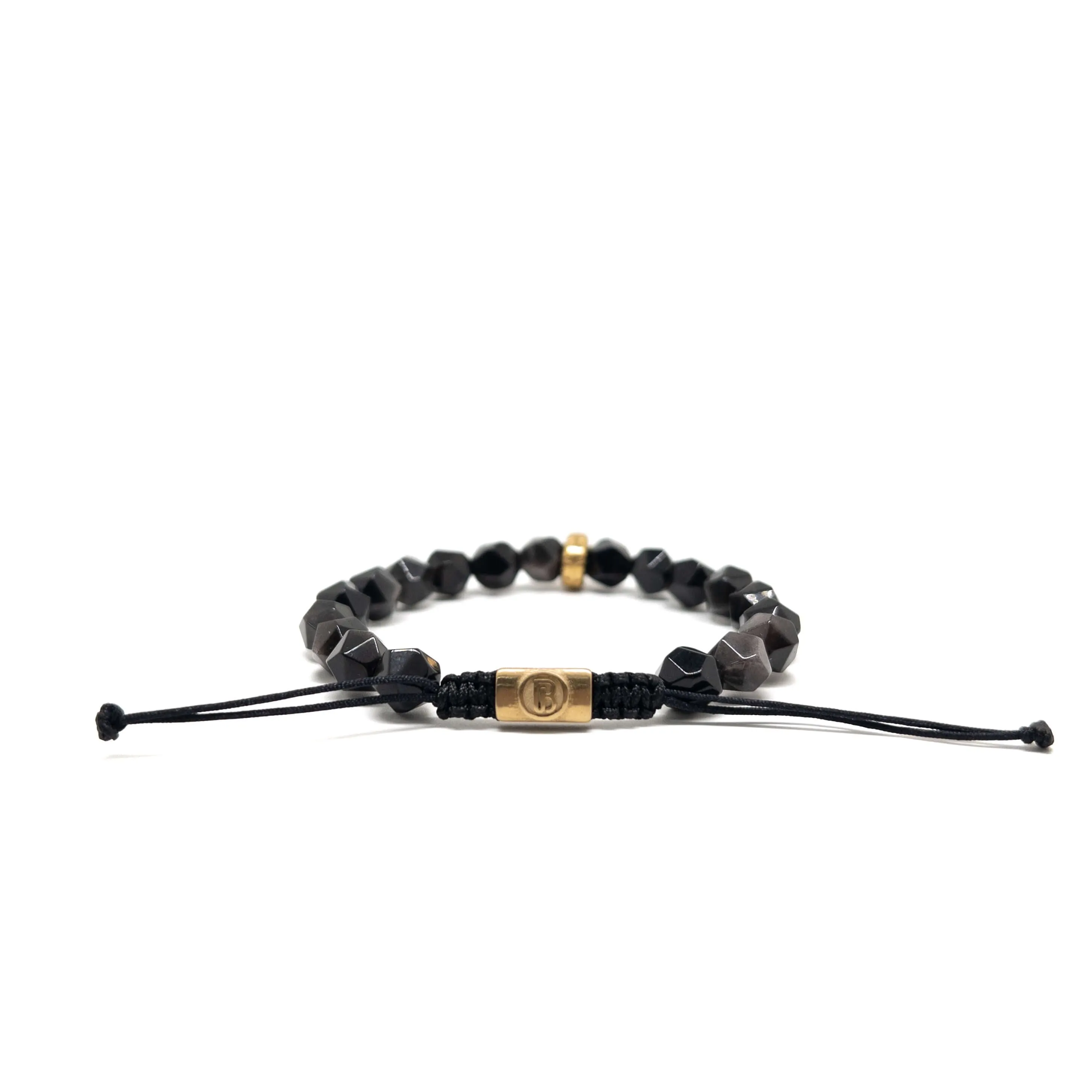 The Black agate and Silver Obsidian Bracelet