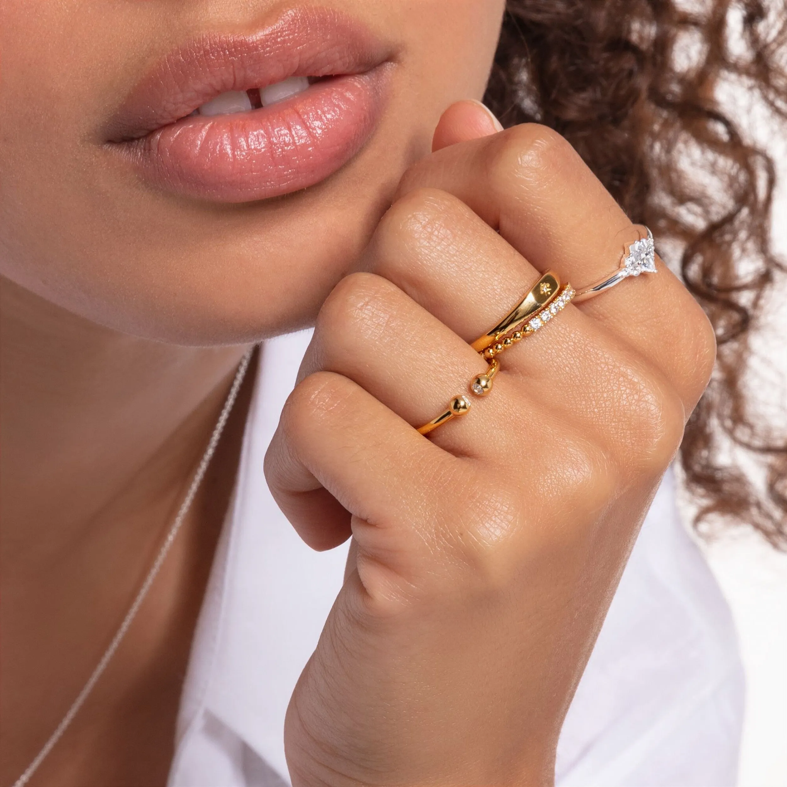 Thomas Sabo Ring Engraved Star Yellow Gold