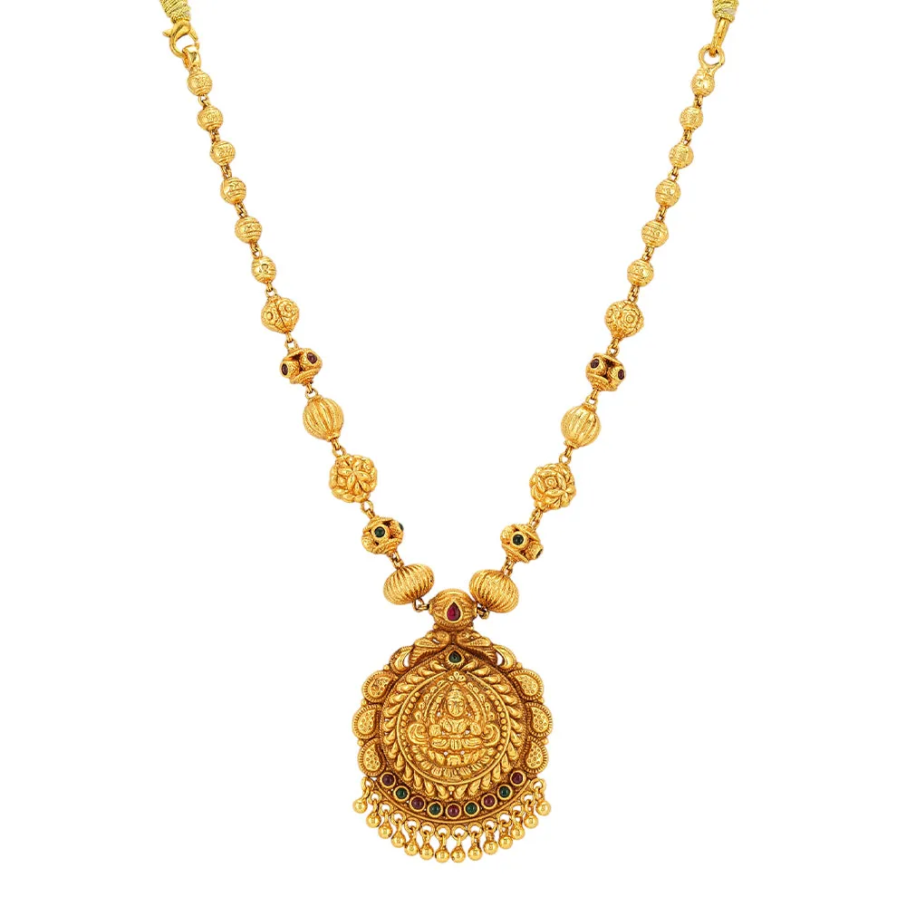 Timeless Lakshmi Elegance 925 Golden Bead Accents Necklace