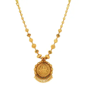 Timeless Lakshmi Elegance 925 Golden Bead Accents Necklace