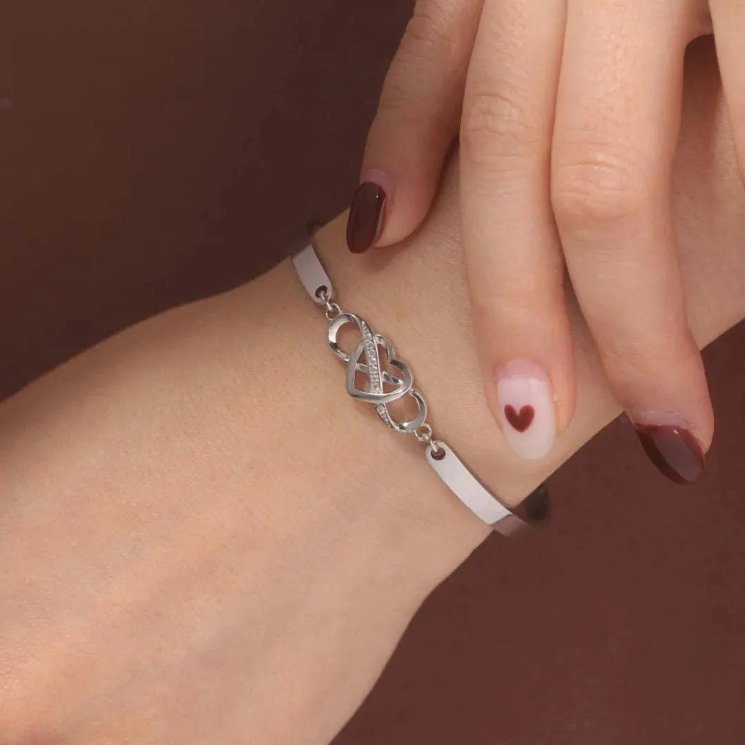 To My Bonus Daughter Infinity Love Heart Adjustable Stainless Steel Bracelet With Cards - Perfect Daughter In Law Gifts, Sterling Silver Bangles For Women, Charm Bracelet From Dad Or Mom
