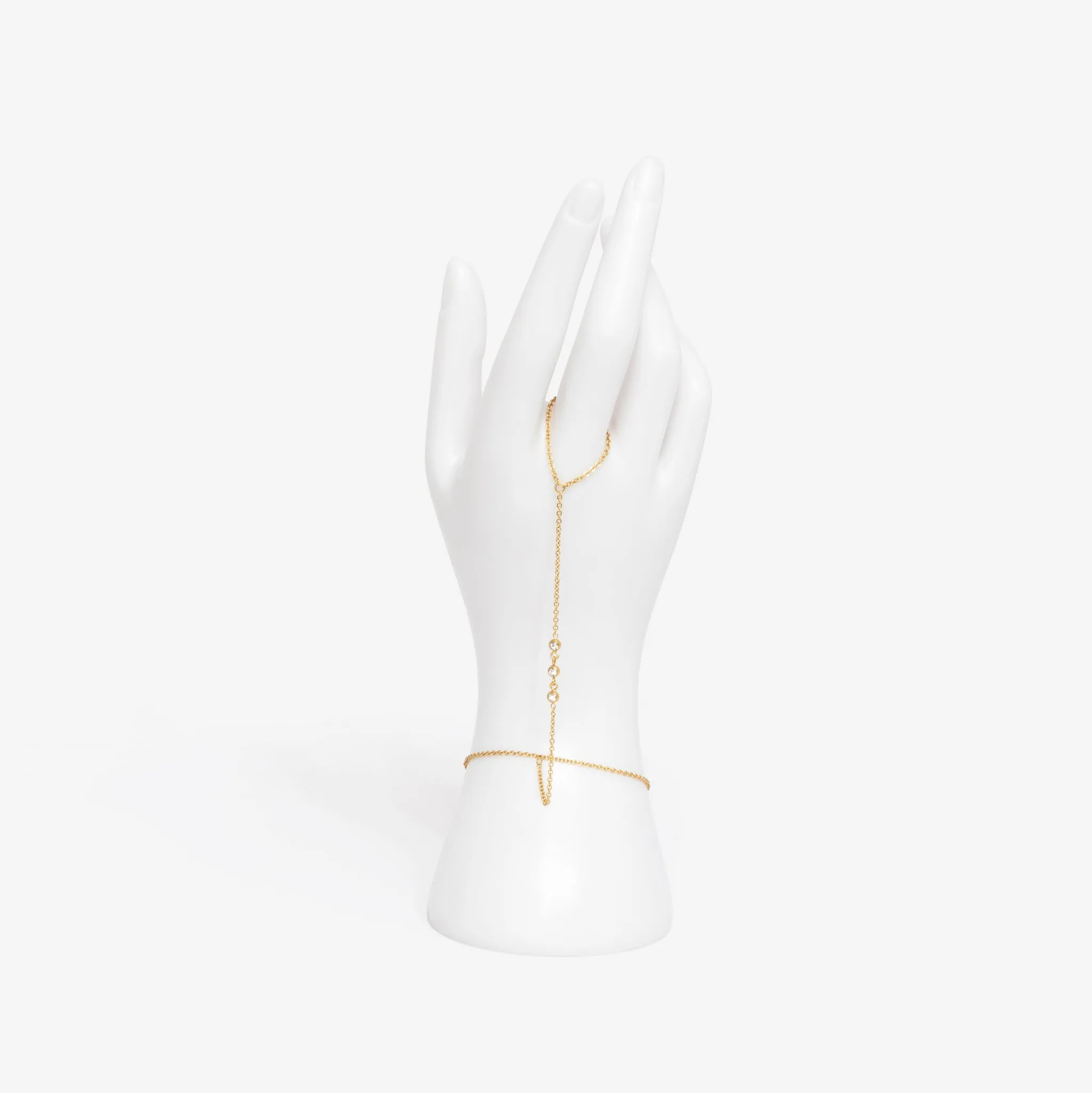 Tri Bezel Hand Chain Bracelet