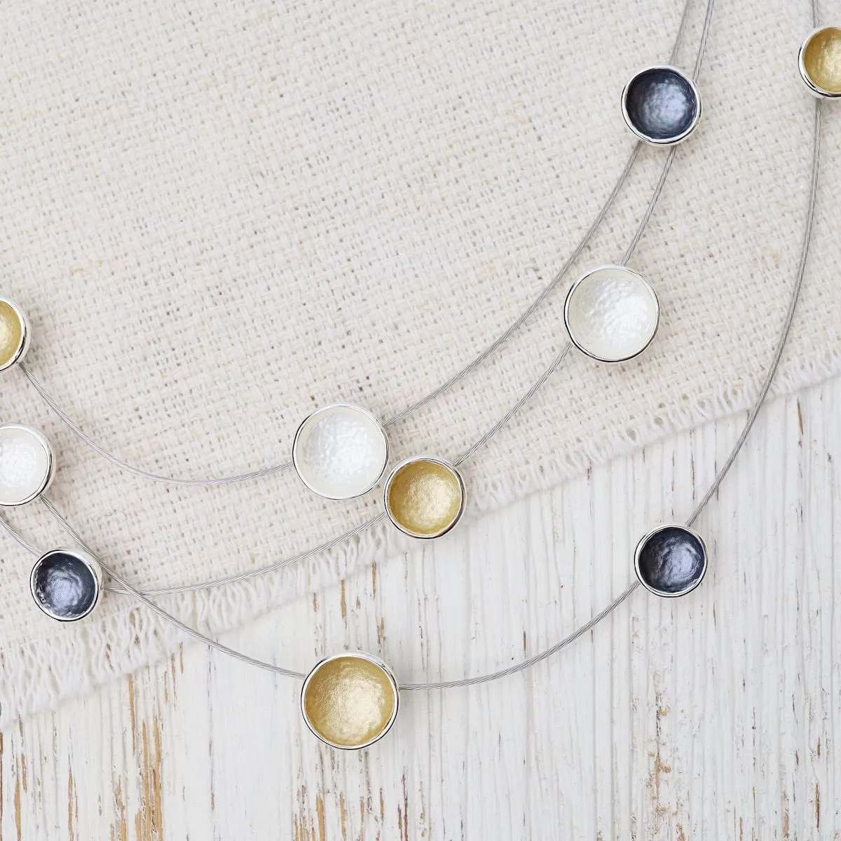 Tri Tone Disc Necklace