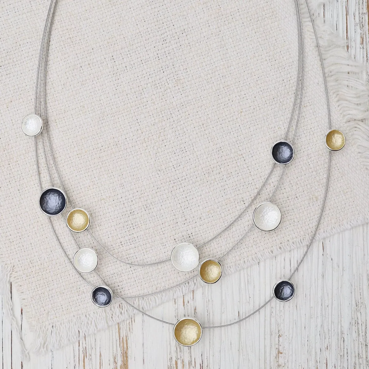 Tri Tone Disc Necklace