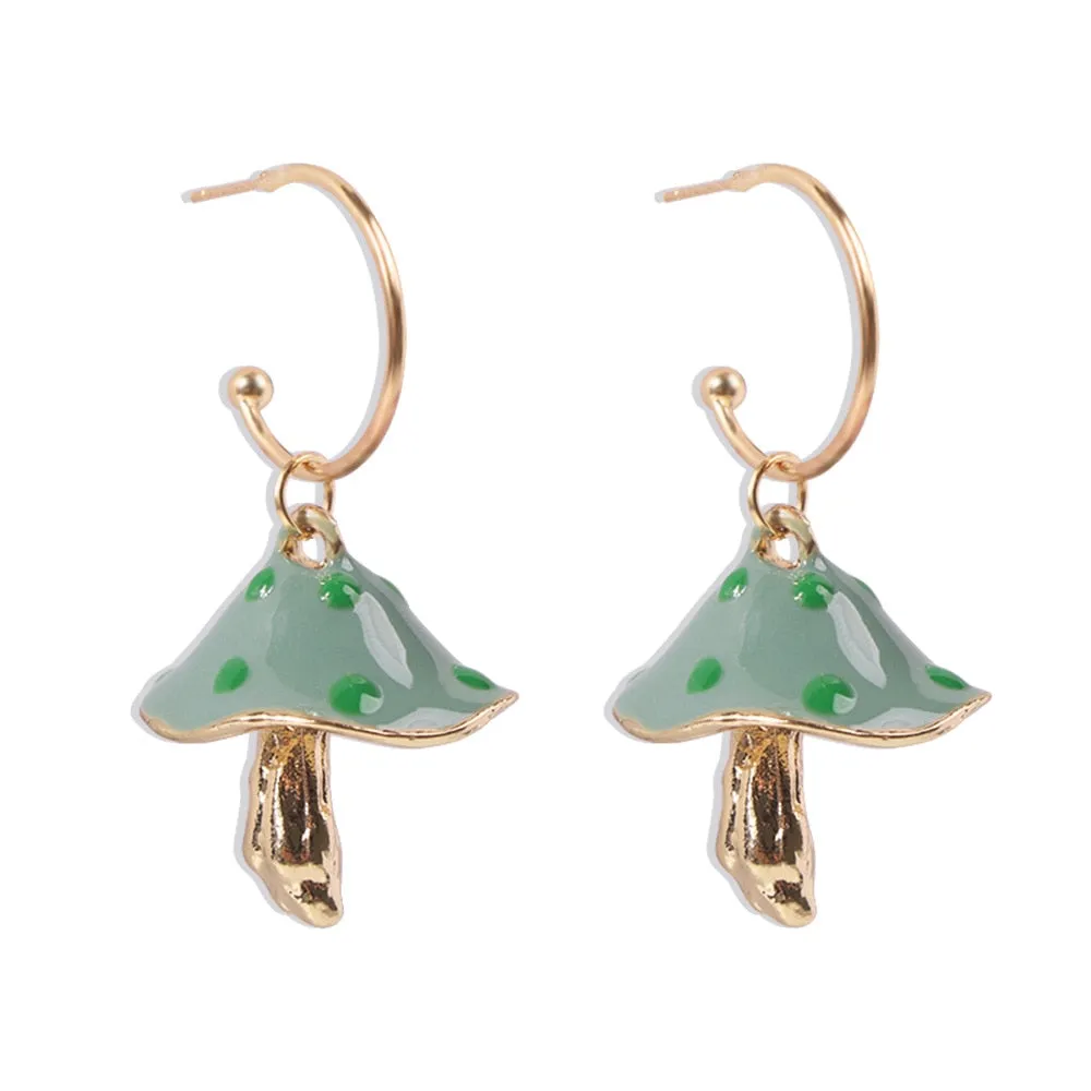 Unique Colorful Mushroom Earrings