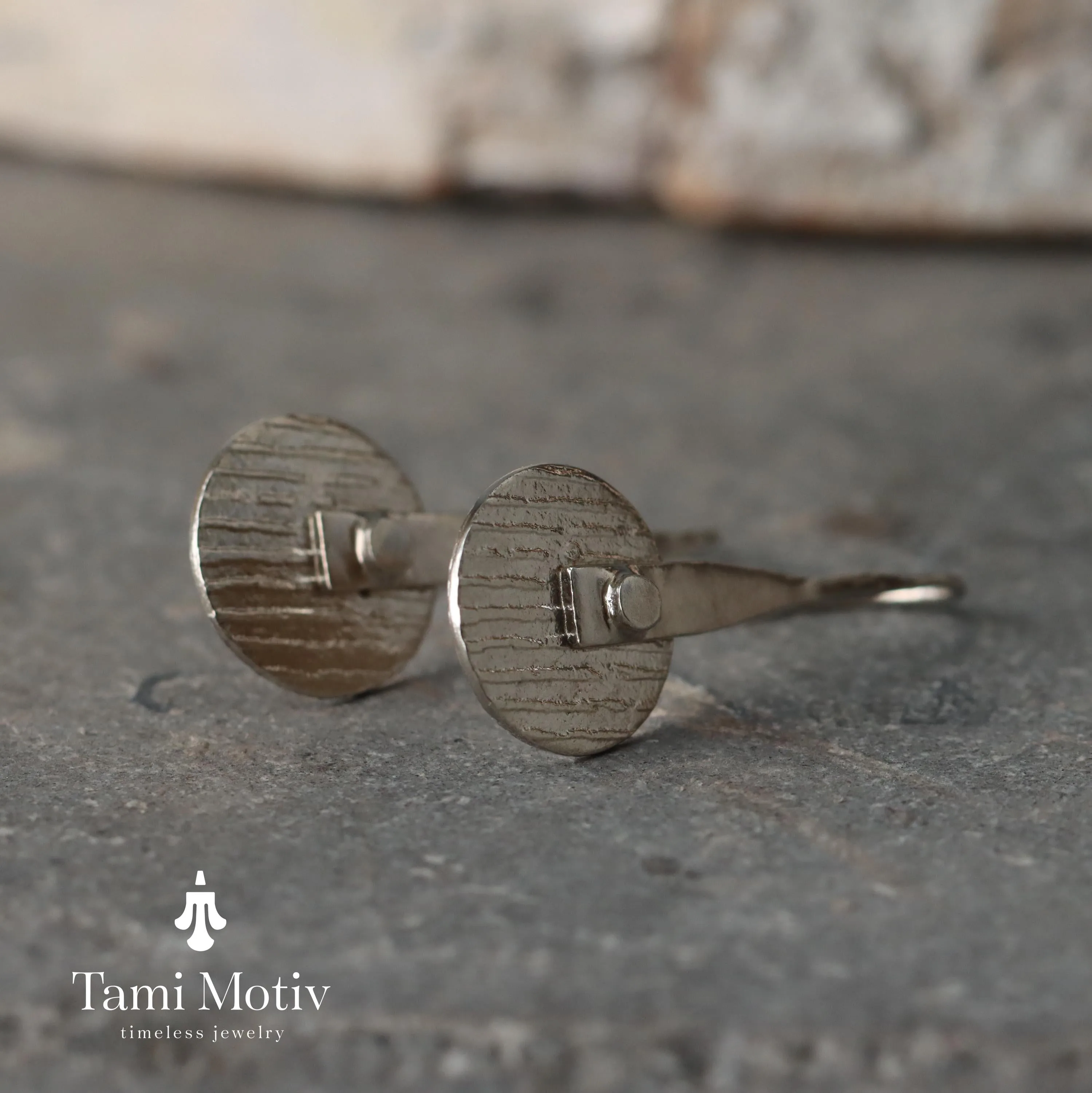 Unique Handmade Geometric Round Textured Drop Earrings - Statement Jewelry