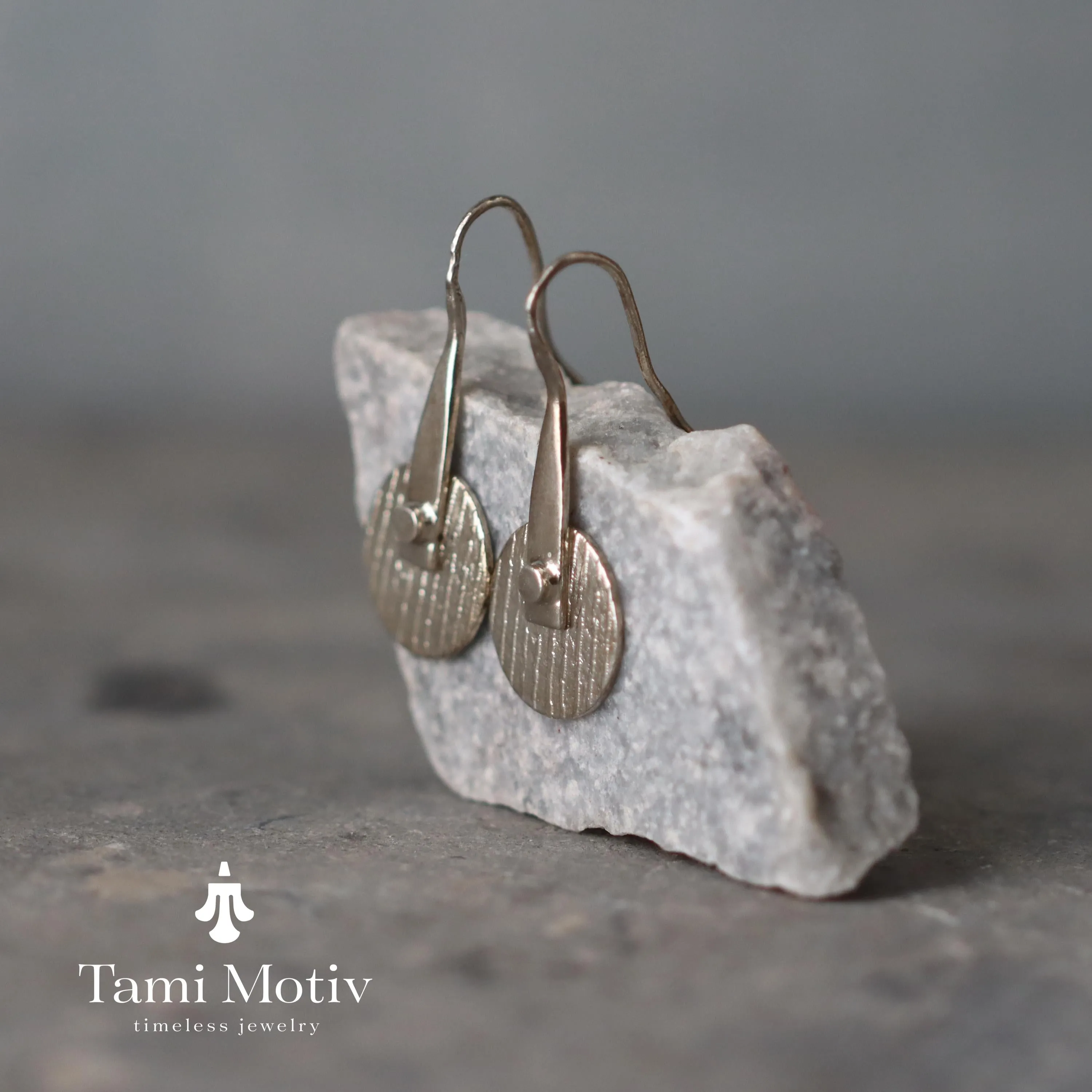 Unique Handmade Geometric Round Textured Drop Earrings - Statement Jewelry