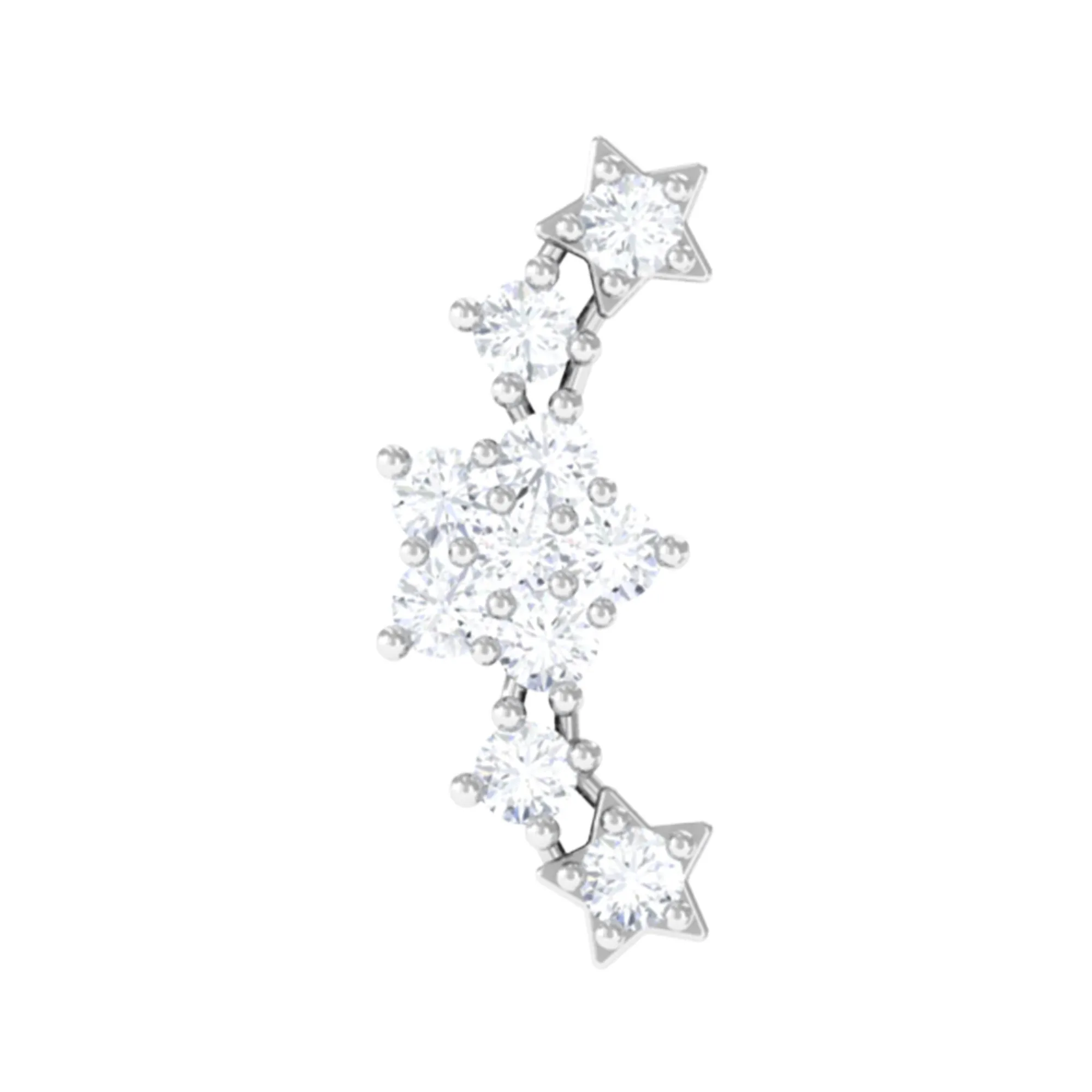 Unique Moissanite Star Crawler Earring for Helix Piercing