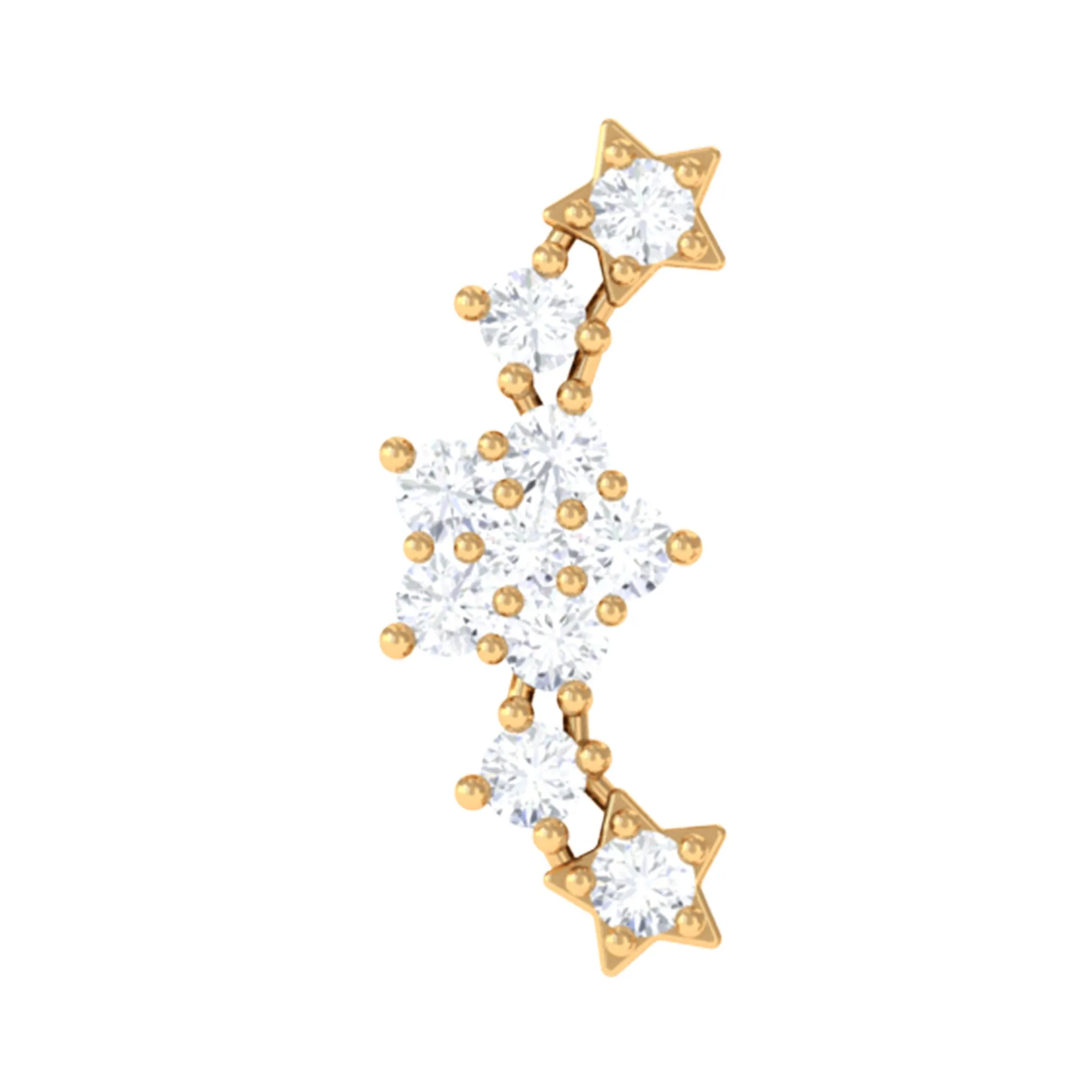 Unique Moissanite Star Crawler Earring for Helix Piercing