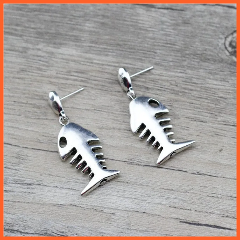 Unique Silver Plated Fish Bones Women Earrings