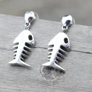 Unique Silver Plated Fish Bones Women Earrings