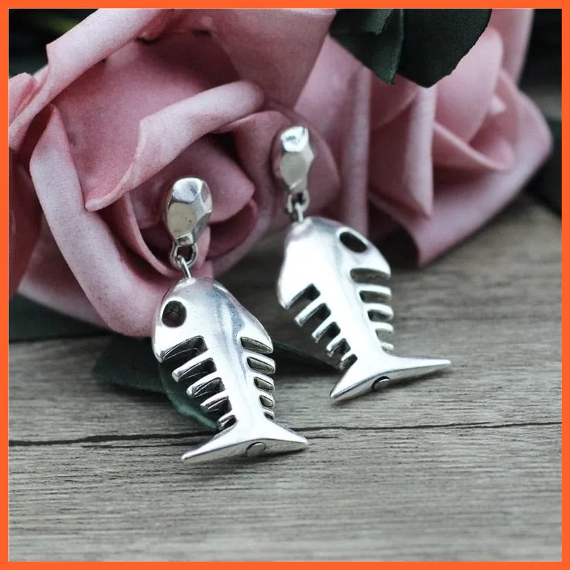 Unique Silver Plated Fish Bones Women Earrings