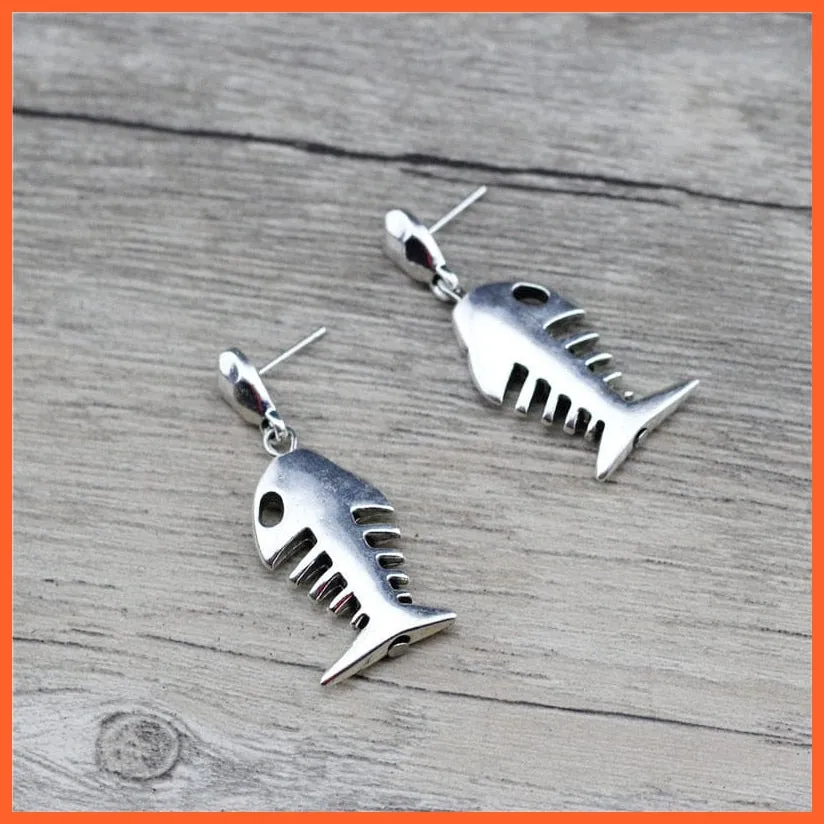 Unique Silver Plated Fish Bones Women Earrings