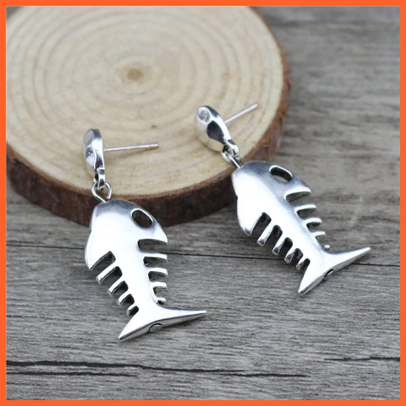 Unique Silver Plated Fish Bones Women Earrings