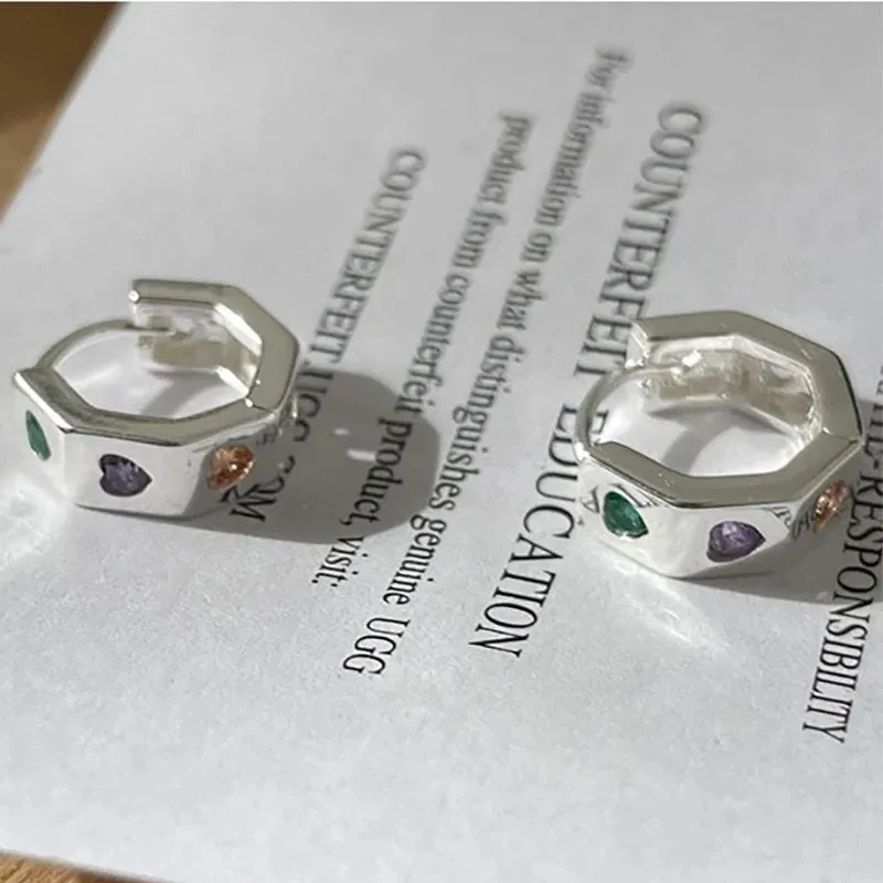VAIGE Radiant Silver & Colorful Zircon Hoop Earrings in .925 Sterling Silver