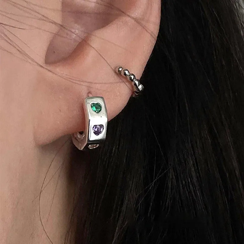 VAIGE Radiant Silver & Colorful Zircon Hoop Earrings in .925 Sterling Silver