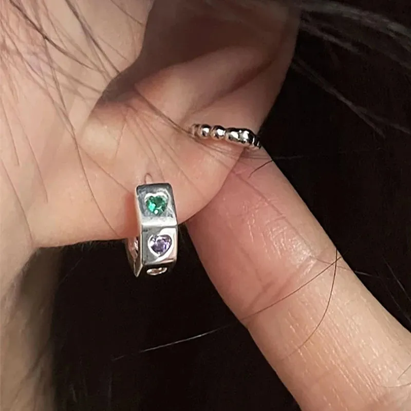 VAIGE Radiant Silver & Colorful Zircon Hoop Earrings in .925 Sterling Silver