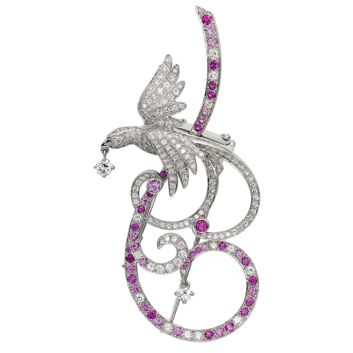 Van Cleef Arpels Birds of Paradise 18k Diamond Brooch Pendant