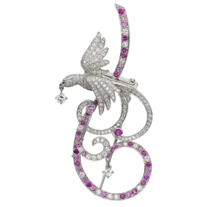 Van Cleef Arpels Birds of Paradise 18k Diamond Brooch Pendant