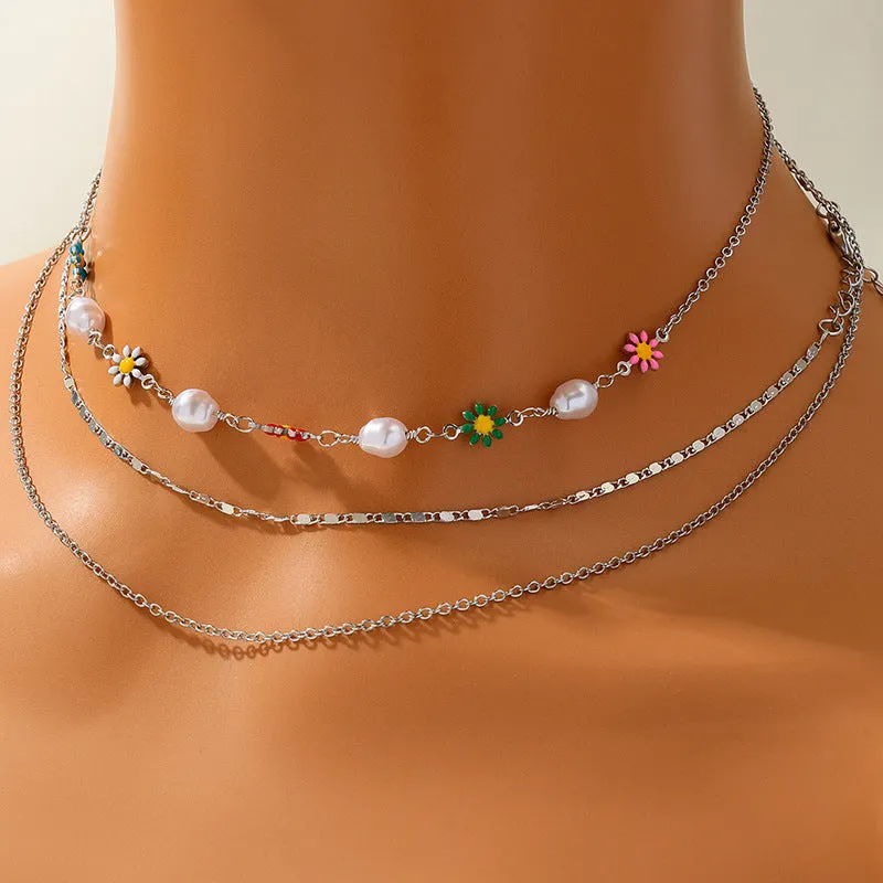 Vibrant Floral Beaded Necklace Set for Women - Vienna Verve Collection
