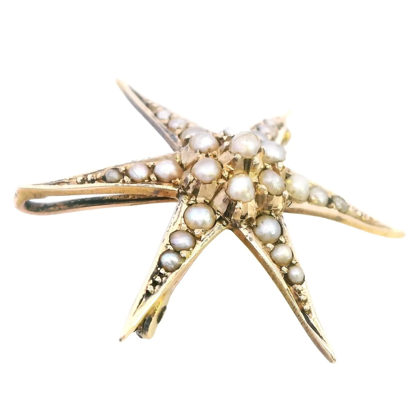 Vintage 15ct Yellow Gold Star Brooch Pearls of Dreams Included