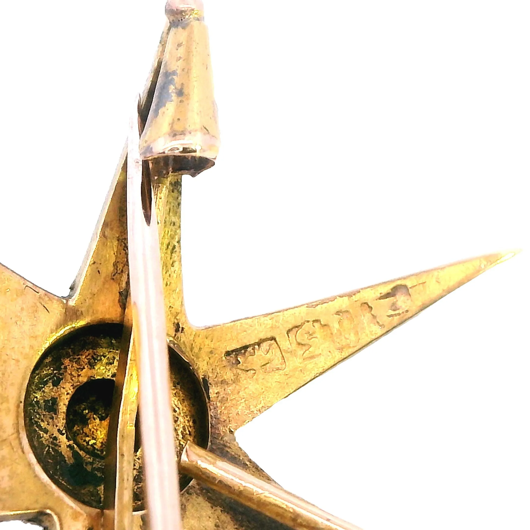 Vintage 15ct Yellow Gold Star Brooch Pearls of Dreams Included