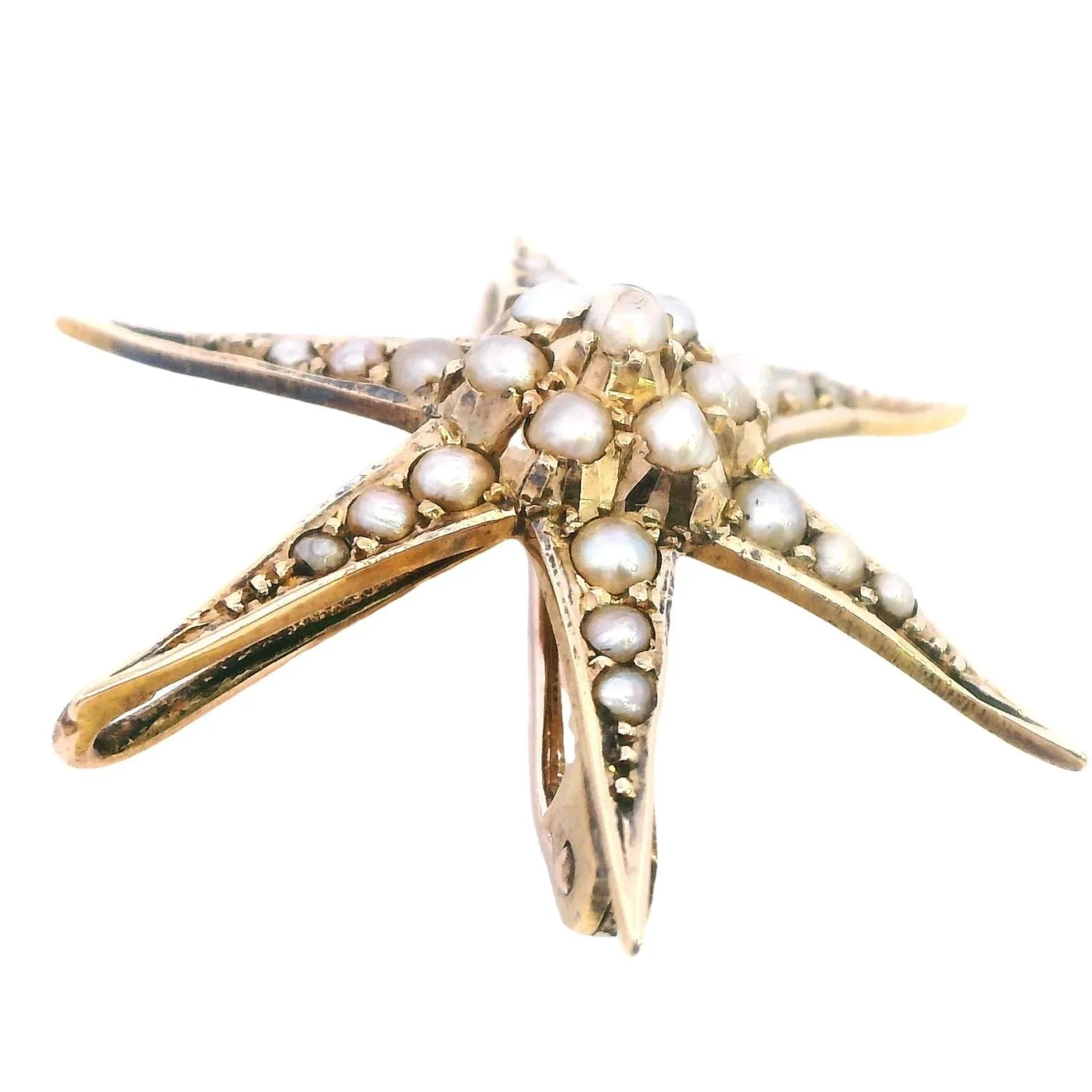Vintage 15ct Yellow Gold Star Brooch Pearls of Dreams Included