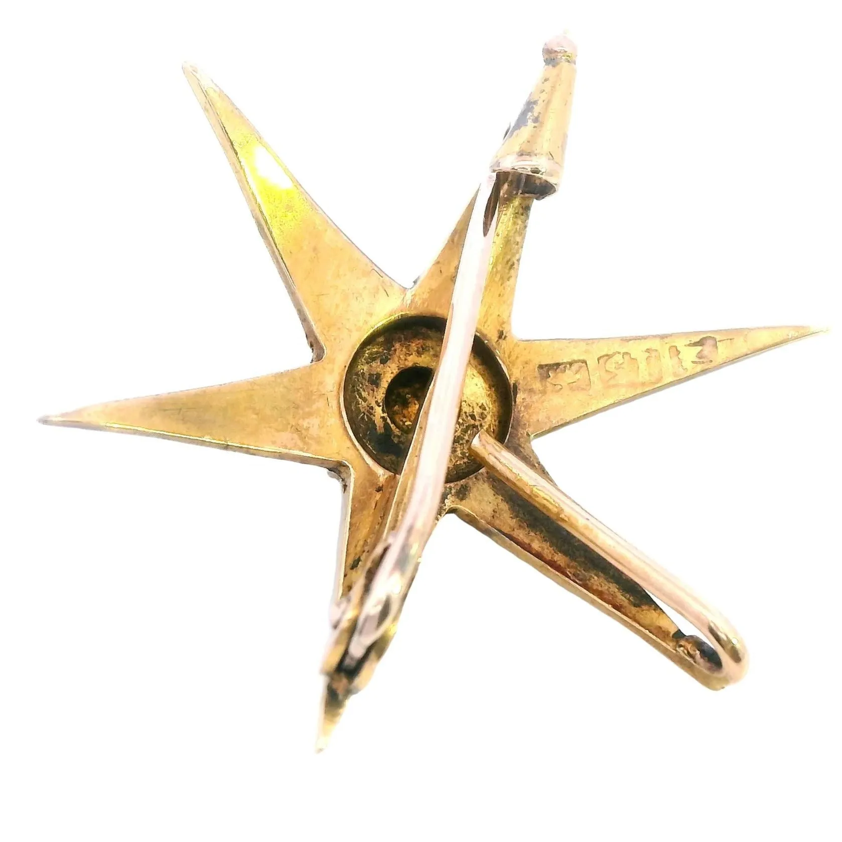 Vintage 15ct Yellow Gold Star Brooch Pearls of Dreams Included