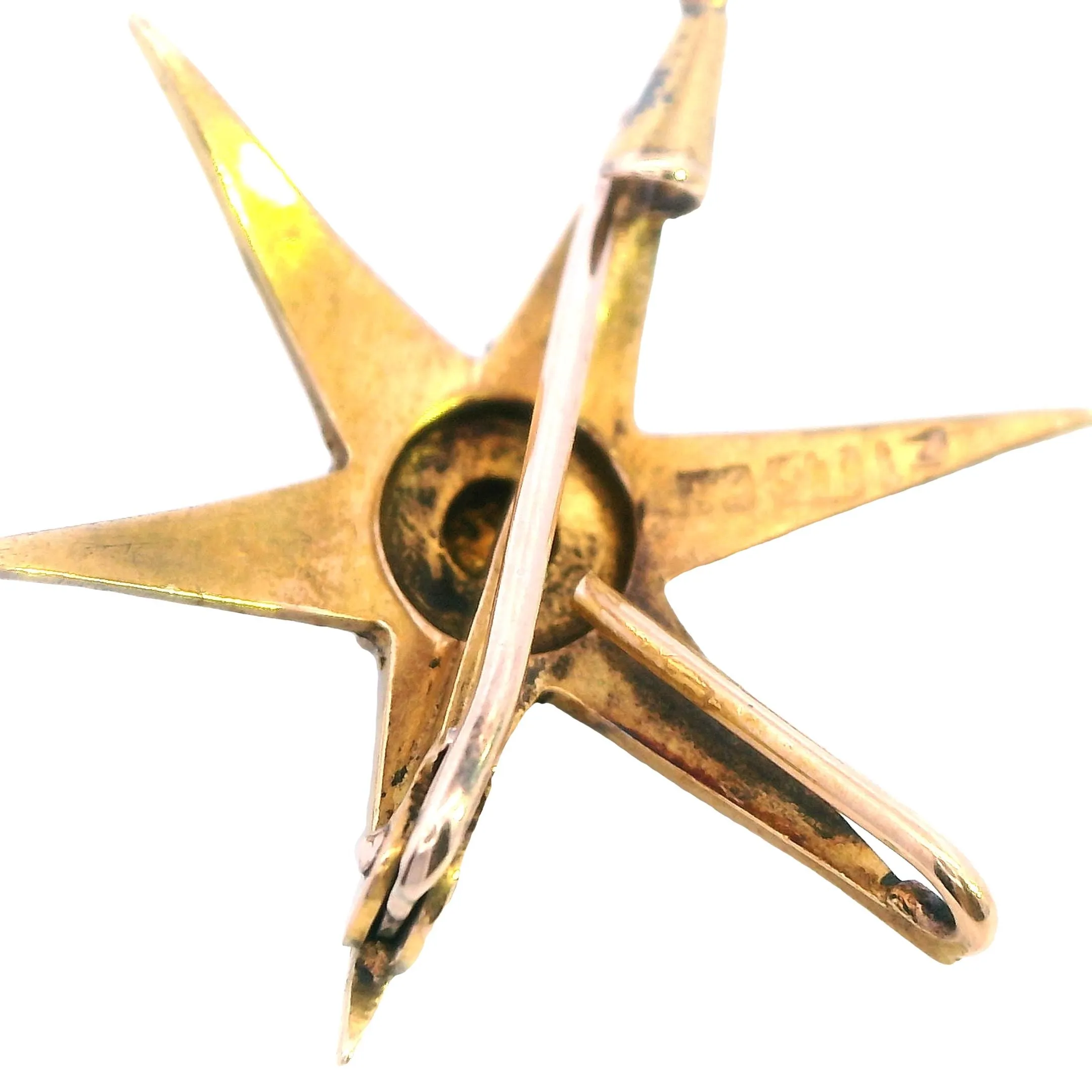 Vintage 15ct Yellow Gold Star Brooch Pearls of Dreams Included