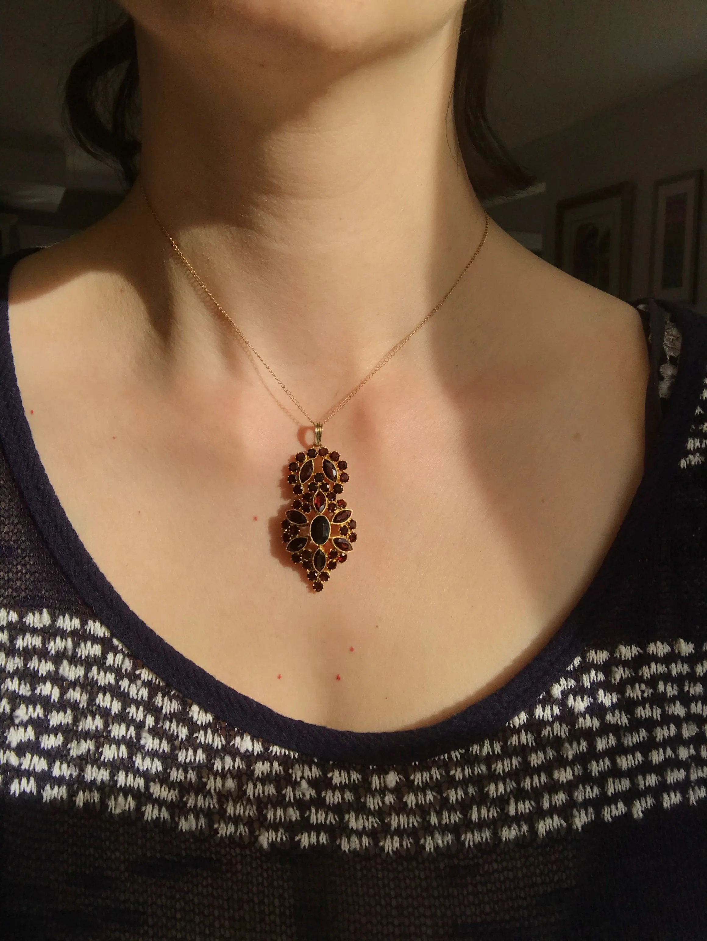 Vintage Garnet Lavalier Necklace