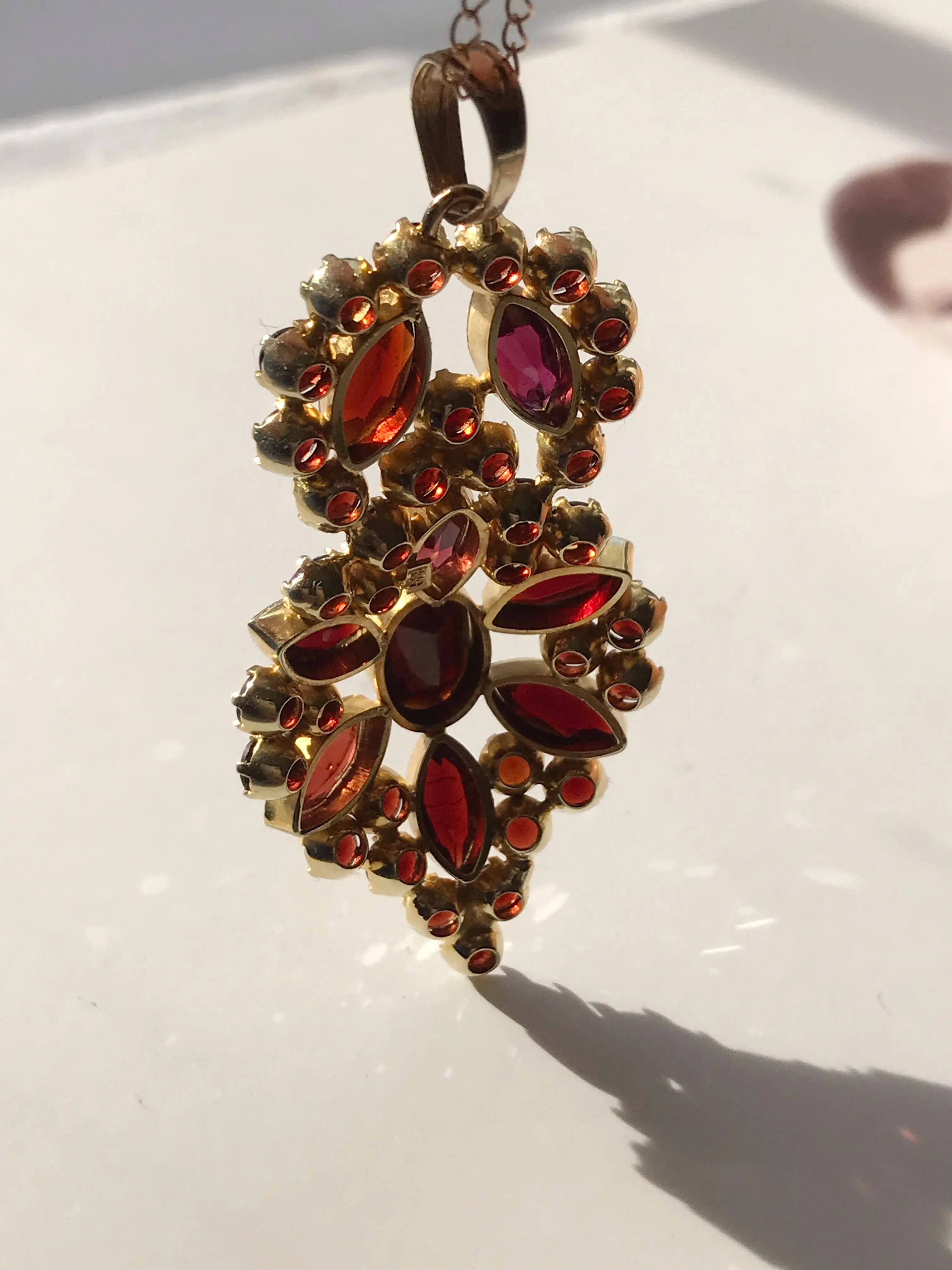 Vintage Garnet Lavalier Necklace