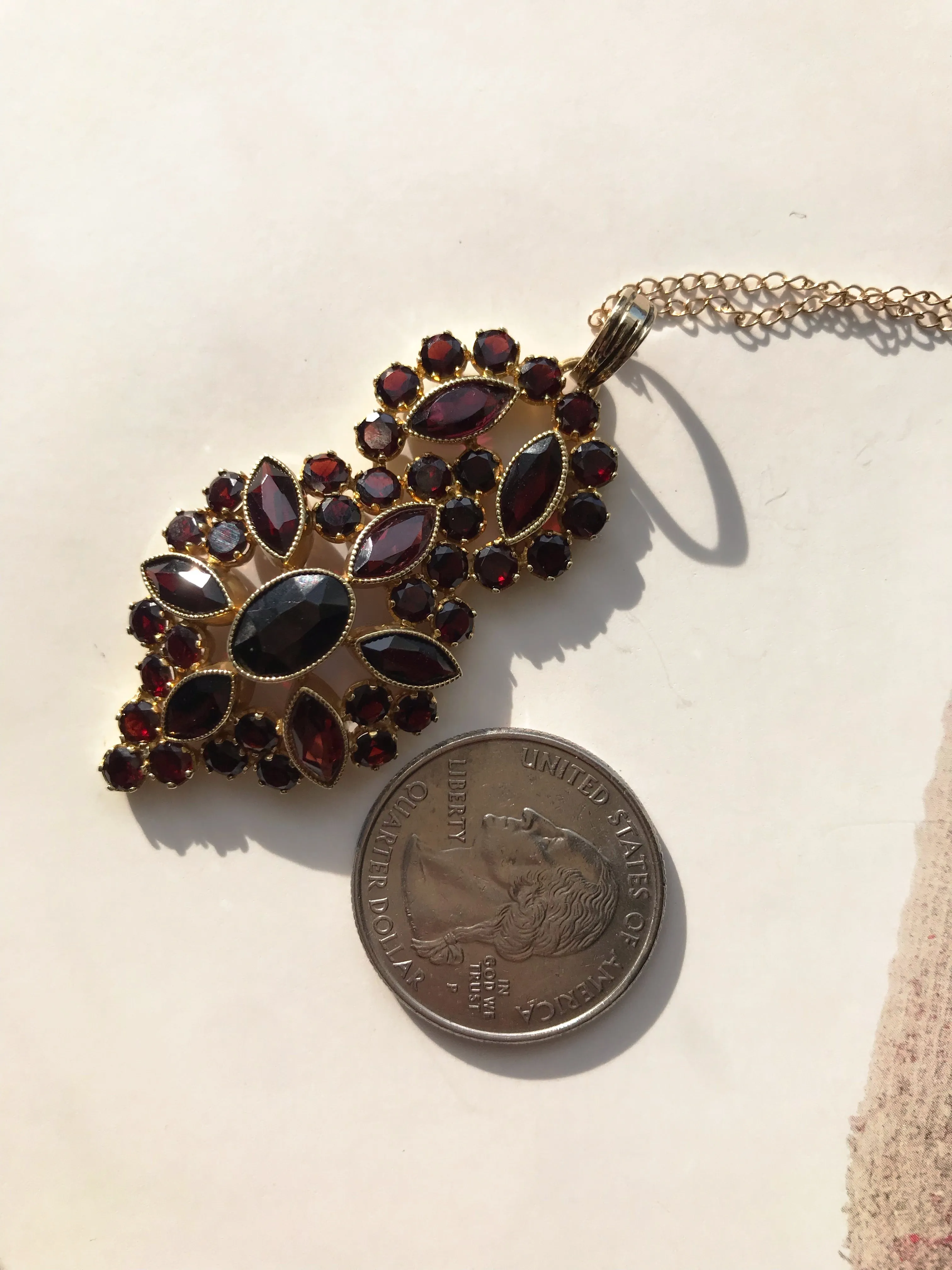 Vintage Garnet Lavalier Necklace